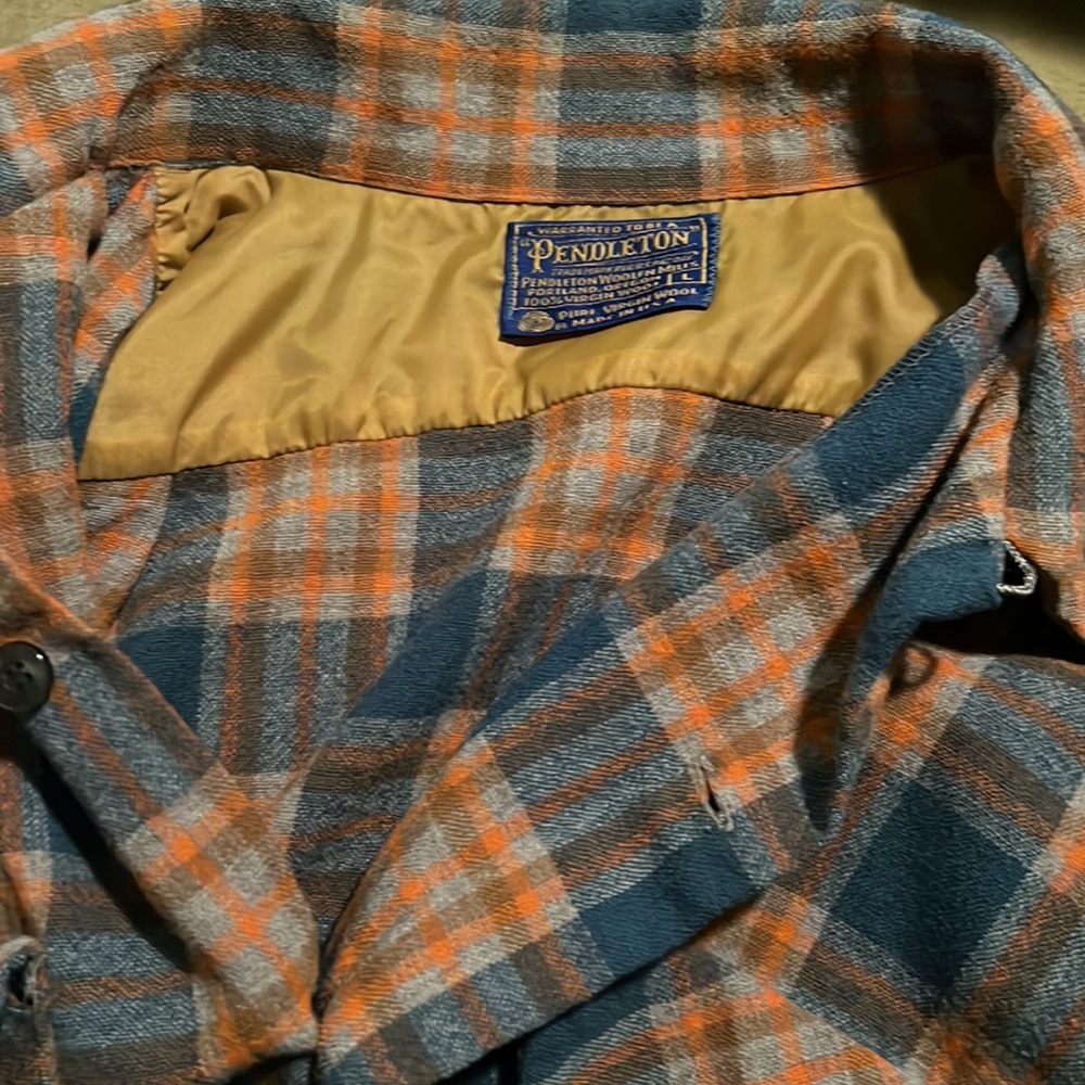 VTG Pendleton Orange and Blue Wool Men’s Flannel Size L - Picture 15 of 15